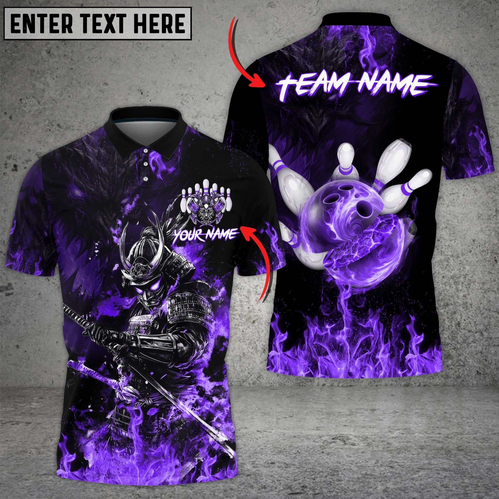 Blisscorners Bowling Samurai Inferno Multicolor Customized Name, Team Name 3D Shirts