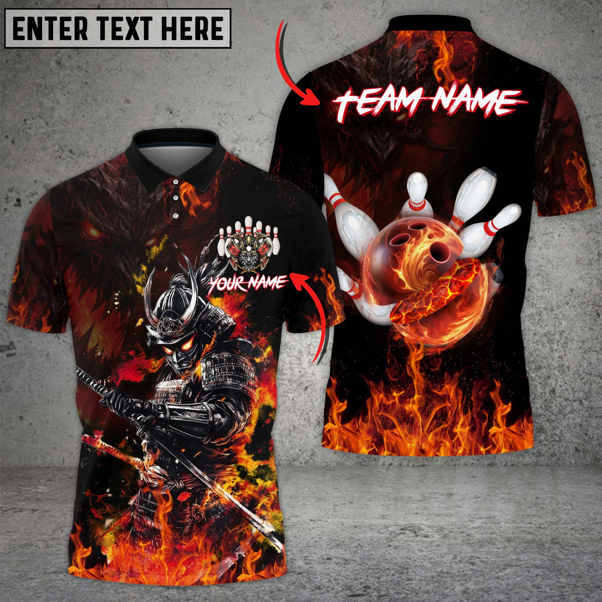 Blisscorners Bowling Samurai Inferno Multicolor Customized Name, Team Name 3D Shirts