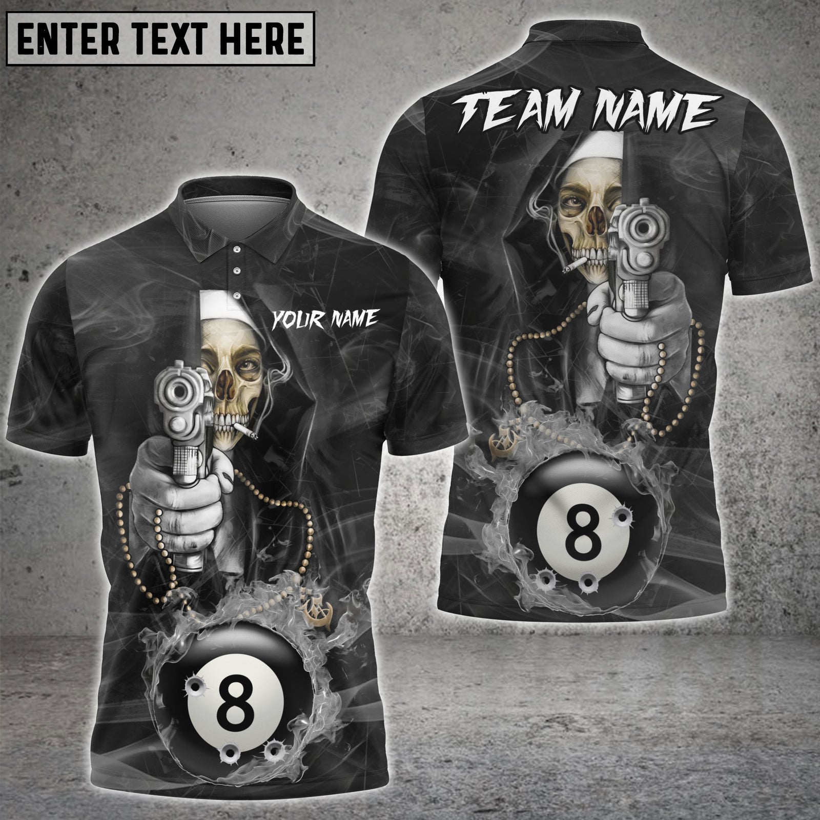 Blisscorners Billiard Reaper Shooter 8 Ball Pool Personalized Name 3D Unisex Shirt