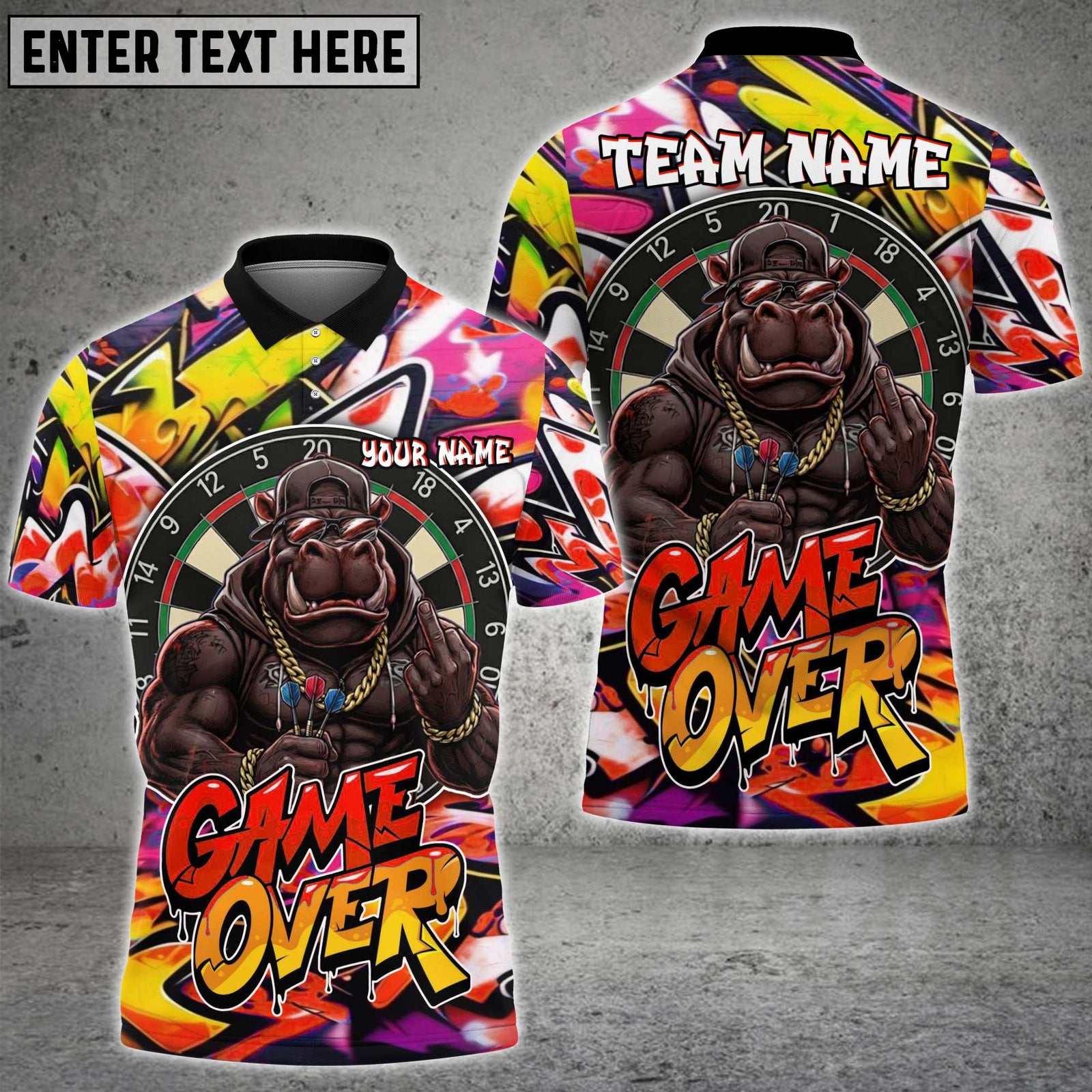 Blisscorners Darts Street Gorilla Graffiti Dartboard Multicolor Customized Name, Team Name 3D Shirts