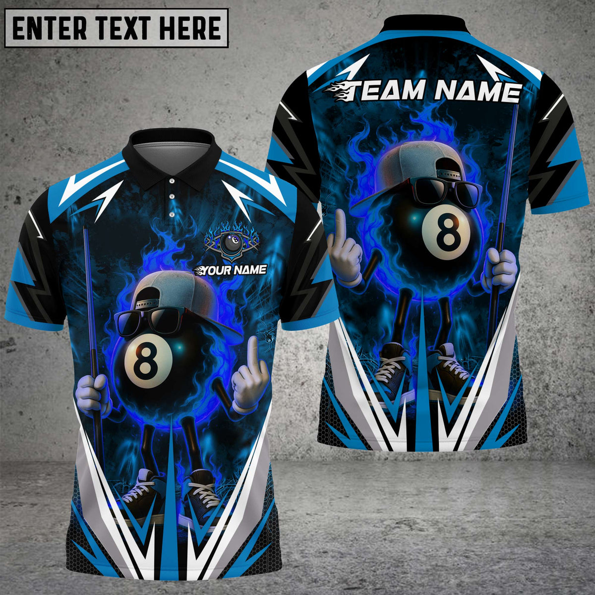 Blisscorners Billiards Flaming 8-Ball Cool Style Multicolor Customized Name, Team Name 3D Shirt