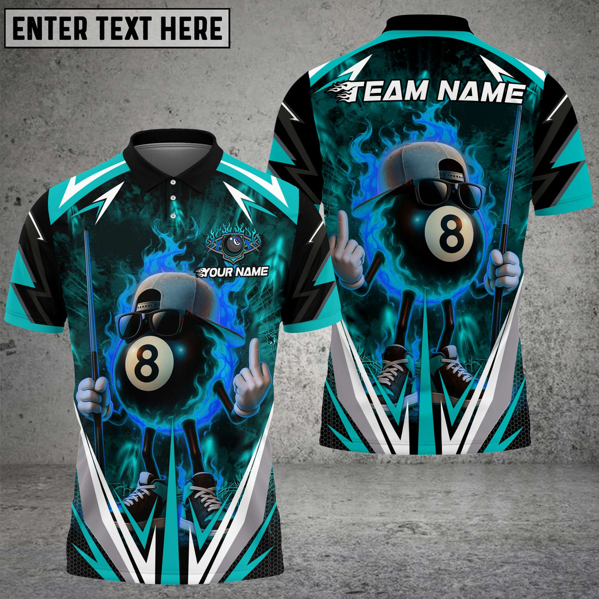 Blisscorners Billiards Flaming 8-Ball Cool Style Multicolor Customized Name, Team Name 3D Shirt