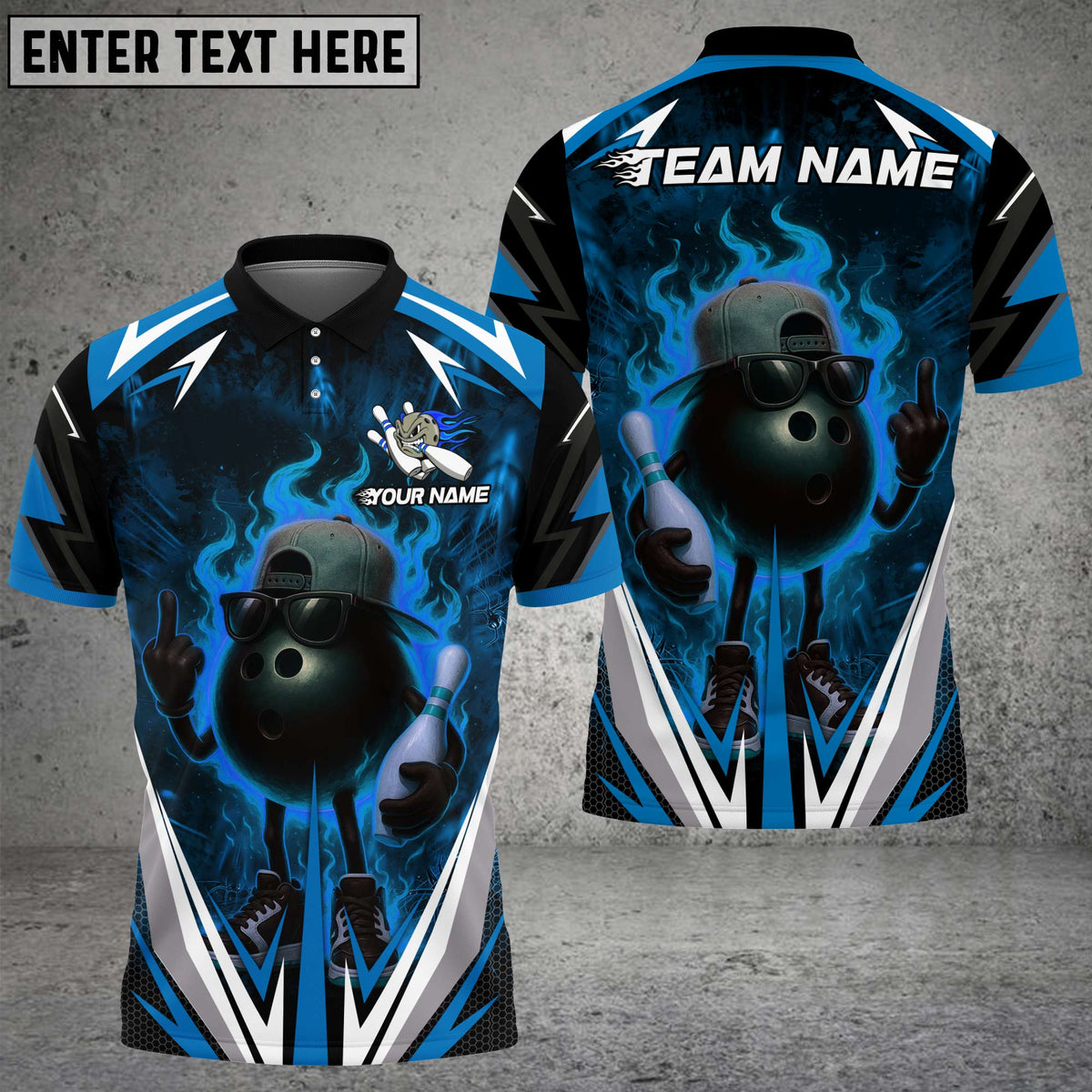 Blisscorners Bowling Flaming Ball Cool Style Multicolor Customized Name, Team Name 3D Shirt