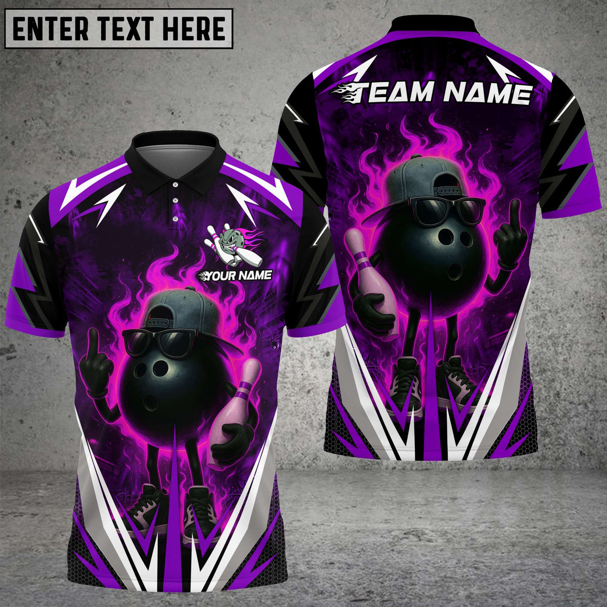 Blisscorners Bowling Flaming Ball Cool Style Multicolor Customized Name, Team Name 3D Shirt