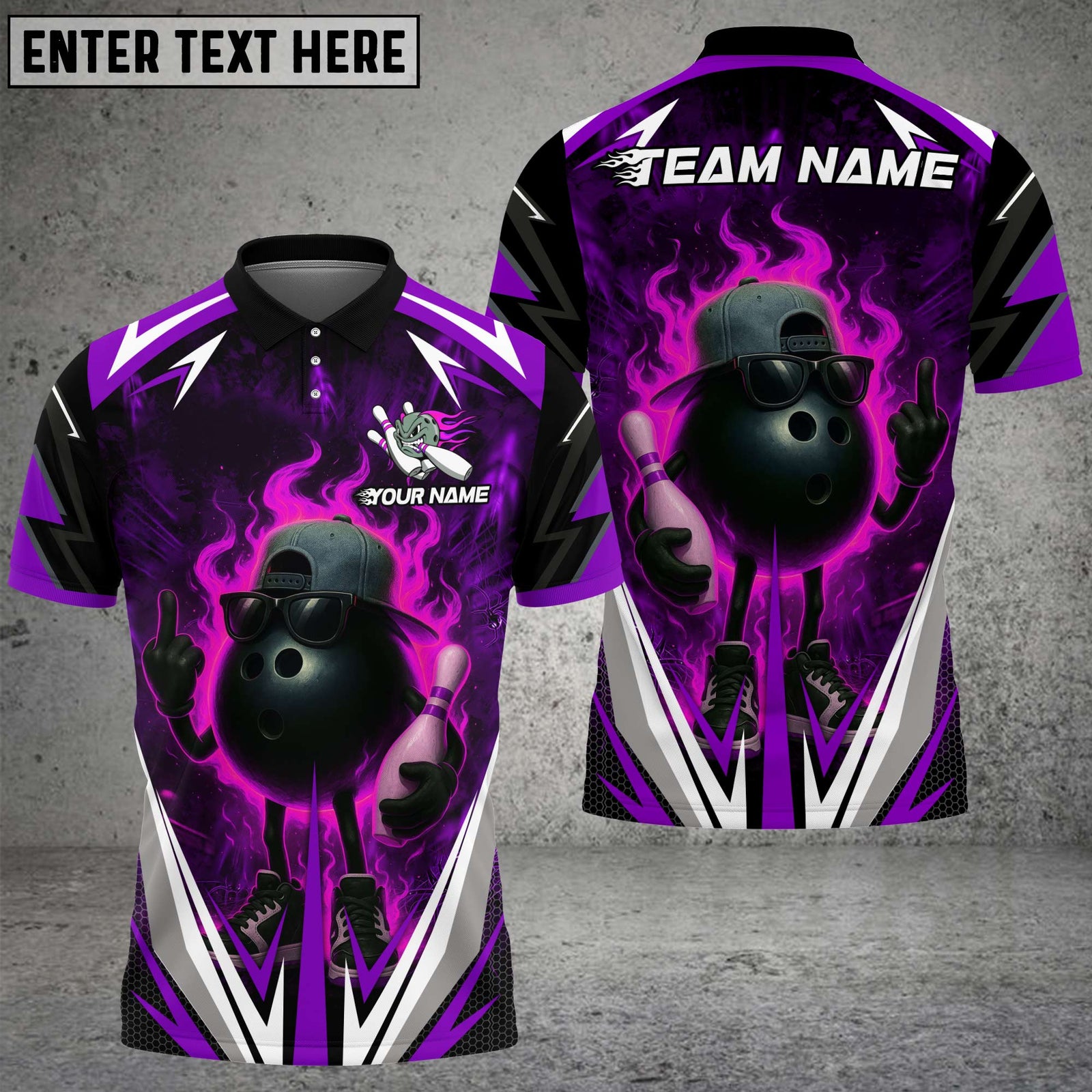 Blisscorners Bowling Flaming Ball Cool Style Multicolor Customized Name, Team Name 3D Shirt