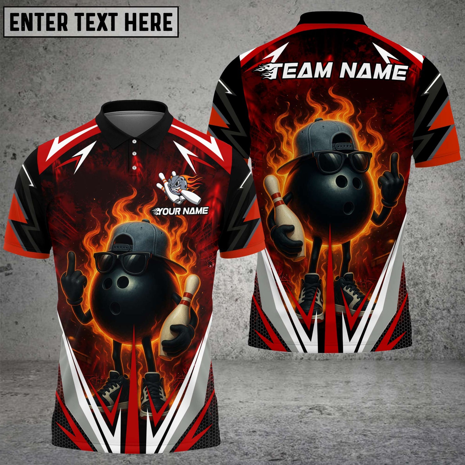 Blisscorners Bowling Flaming Ball Cool Style Multicolor Customized Name, Team Name 3D Shirt