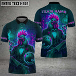 Blisscorners Bowling Neon Rooster Multicolor Customized Name, Team Name 3D Shirts