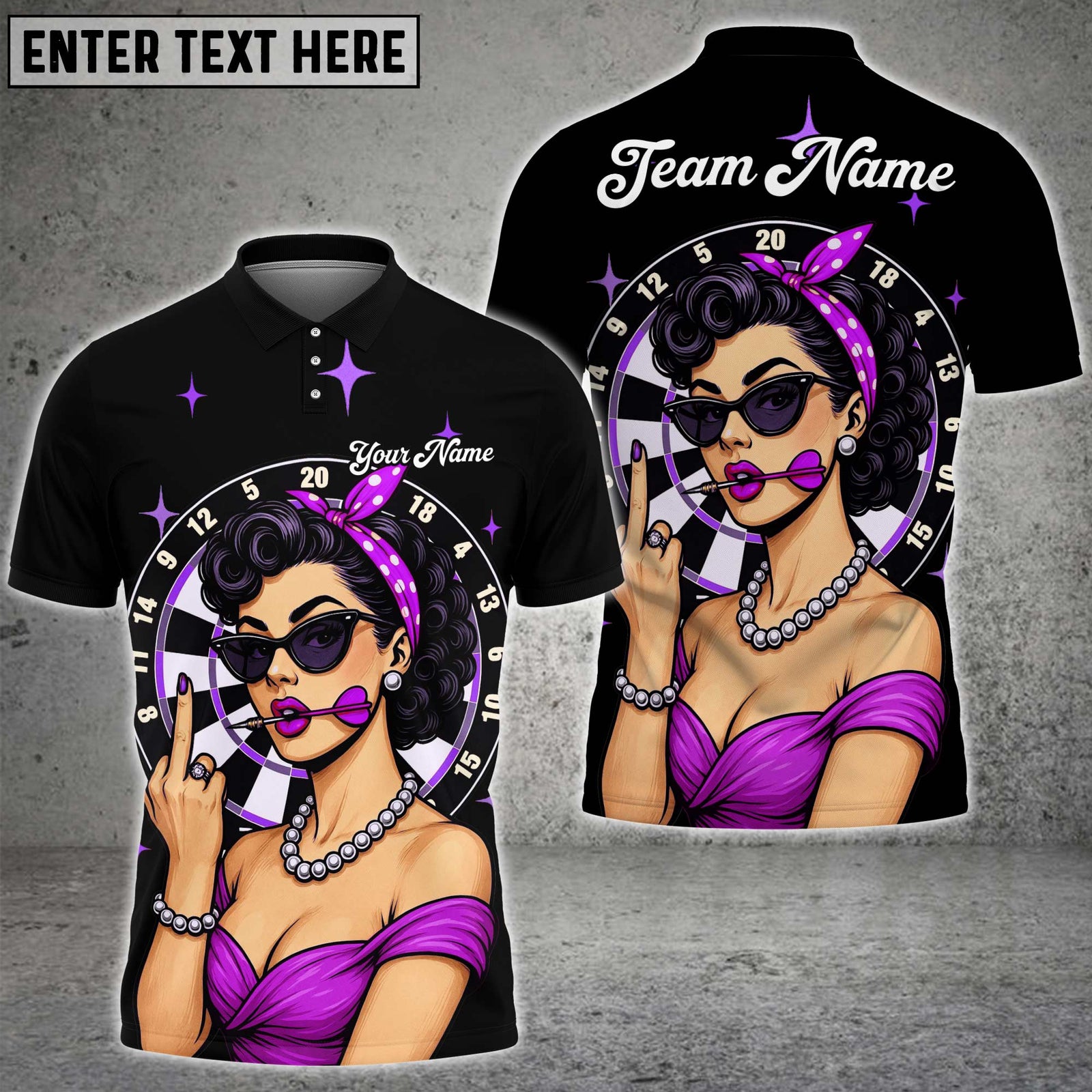 Blisscorners Darts Pinup Girl Retro Style Multicolor Customized Name, Team Name 3D Shirts