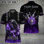 Blisscorners Bowling Flaming Nun Skull Multicolor Customized Name, Team Name 3D Shirts