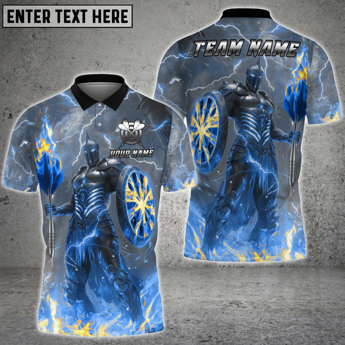 Blisscorners Darts Fire Knight Multicolor Customized Name, Team Name 3D Shirts