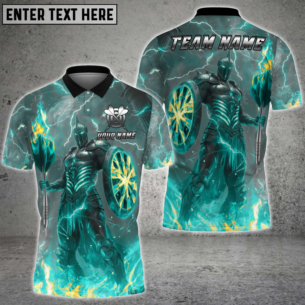 Blisscorners Darts Fire Knight Multicolor Customized Name, Team Name 3D Shirts
