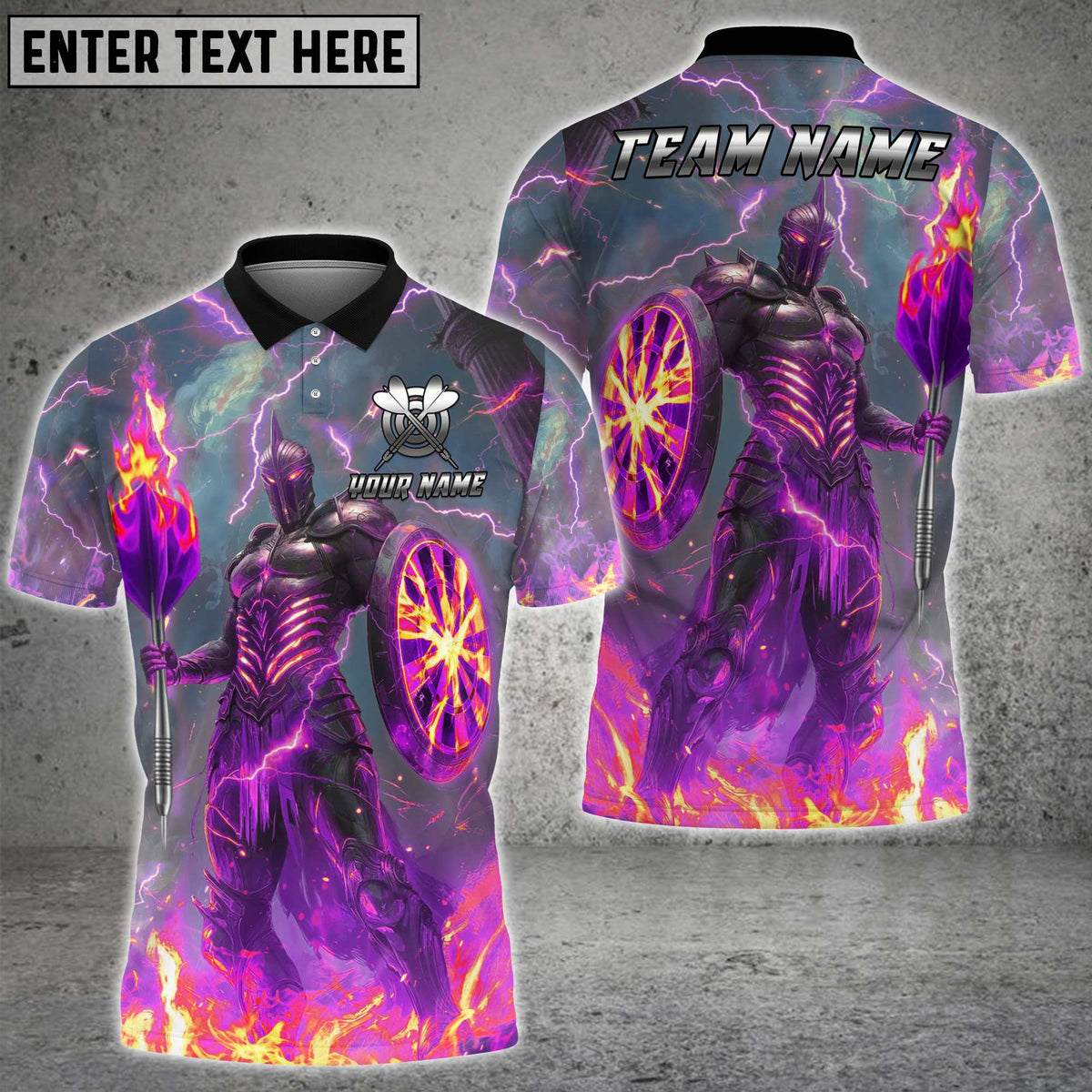 Blisscorners Darts Fire Knight Multicolor Customized Name, Team Name 3D Shirts