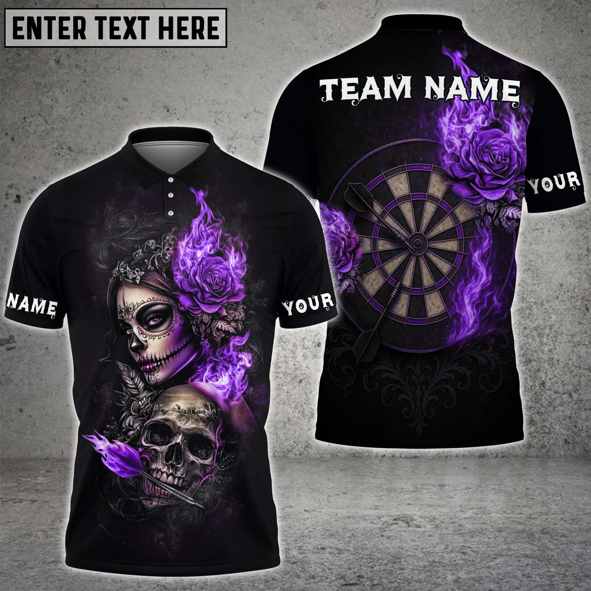 Blisscorners Darts Skull and Rose Flame Design Multicolor Customized Name, Team Name 3D Shirts