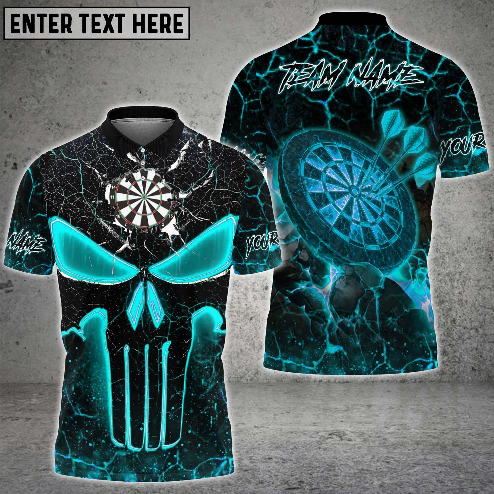 Blisscorners Darts Skull Flame Magma Pattern Multicolor Customized Name, Team Name 3D Shirts