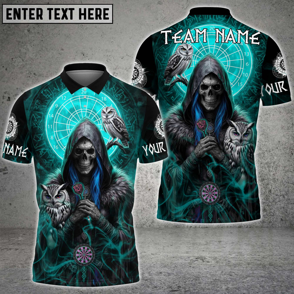 Blisscorners Darts Skull Shadow Owl Multicolor Customized Name, Team Name 3D Shirts