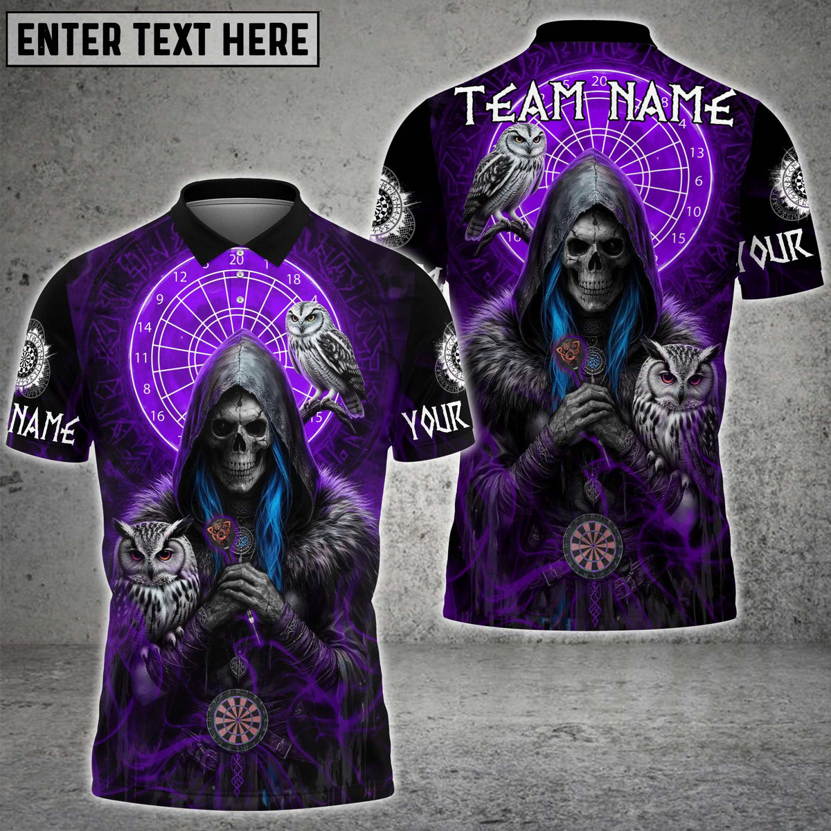 Blisscorners Darts Skull Shadow Owl Multicolor Customized Name, Team Name 3D Shirts