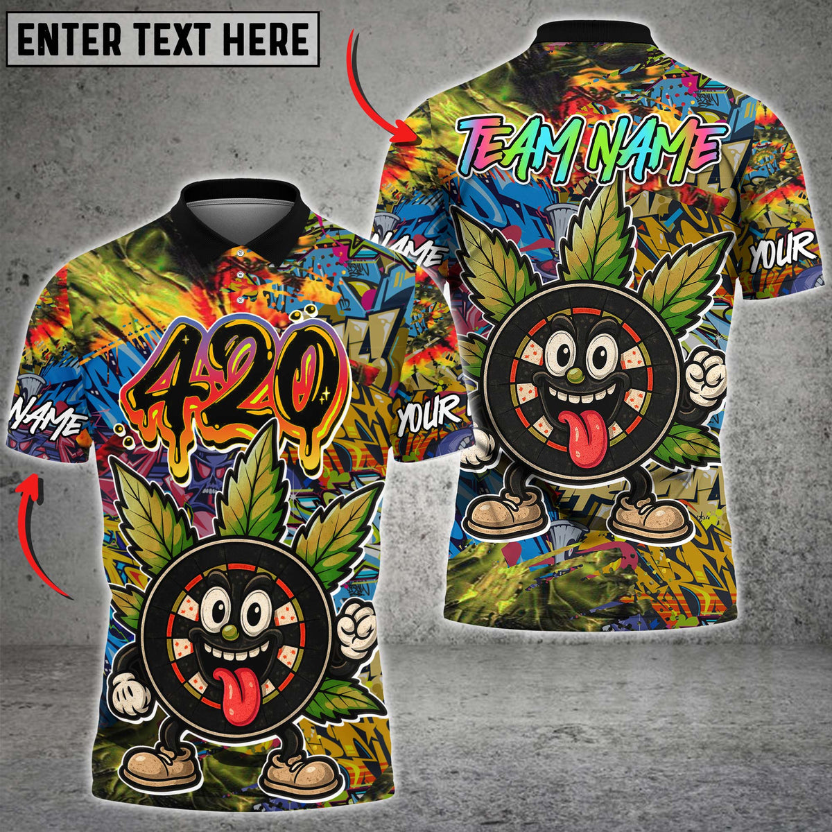 Blisscorners Darts 420 Graffiti Dartboard Champion Multicolor Customized Name, Team Name 3D Shirts
