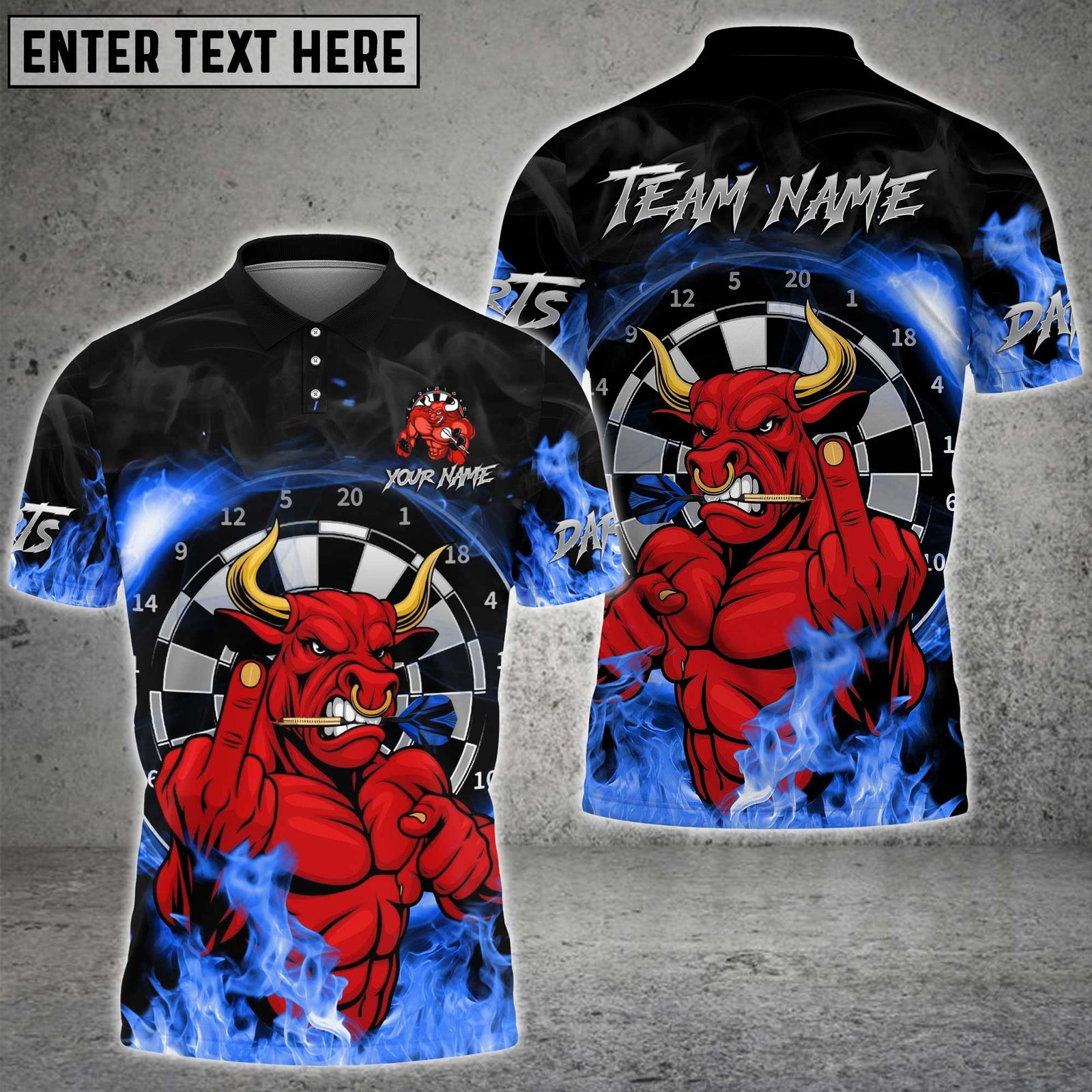 Blisscorners Darts Red Bull Fire Multicolor Customized Name, Team Name 3D Shirts