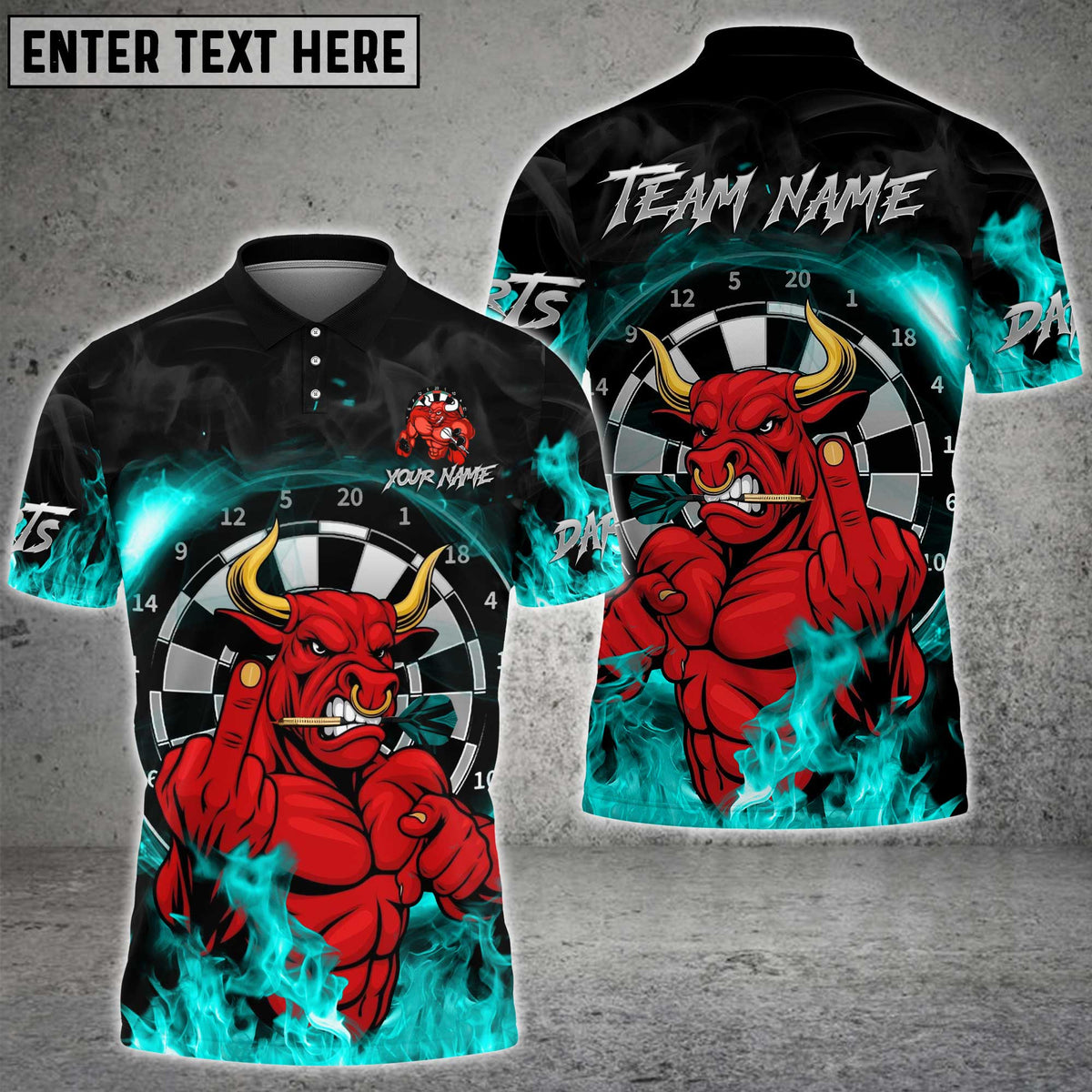 Blisscorners Darts Red Bull Fire Multicolor Customized Name, Team Name 3D Shirts