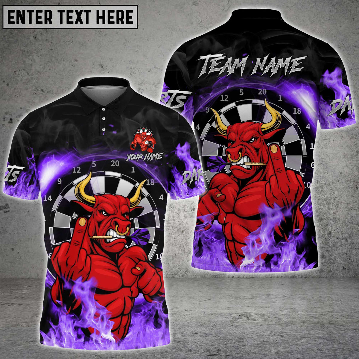 Blisscorners Darts Red Bull Fire Multicolor Customized Name, Team Name 3D Shirts