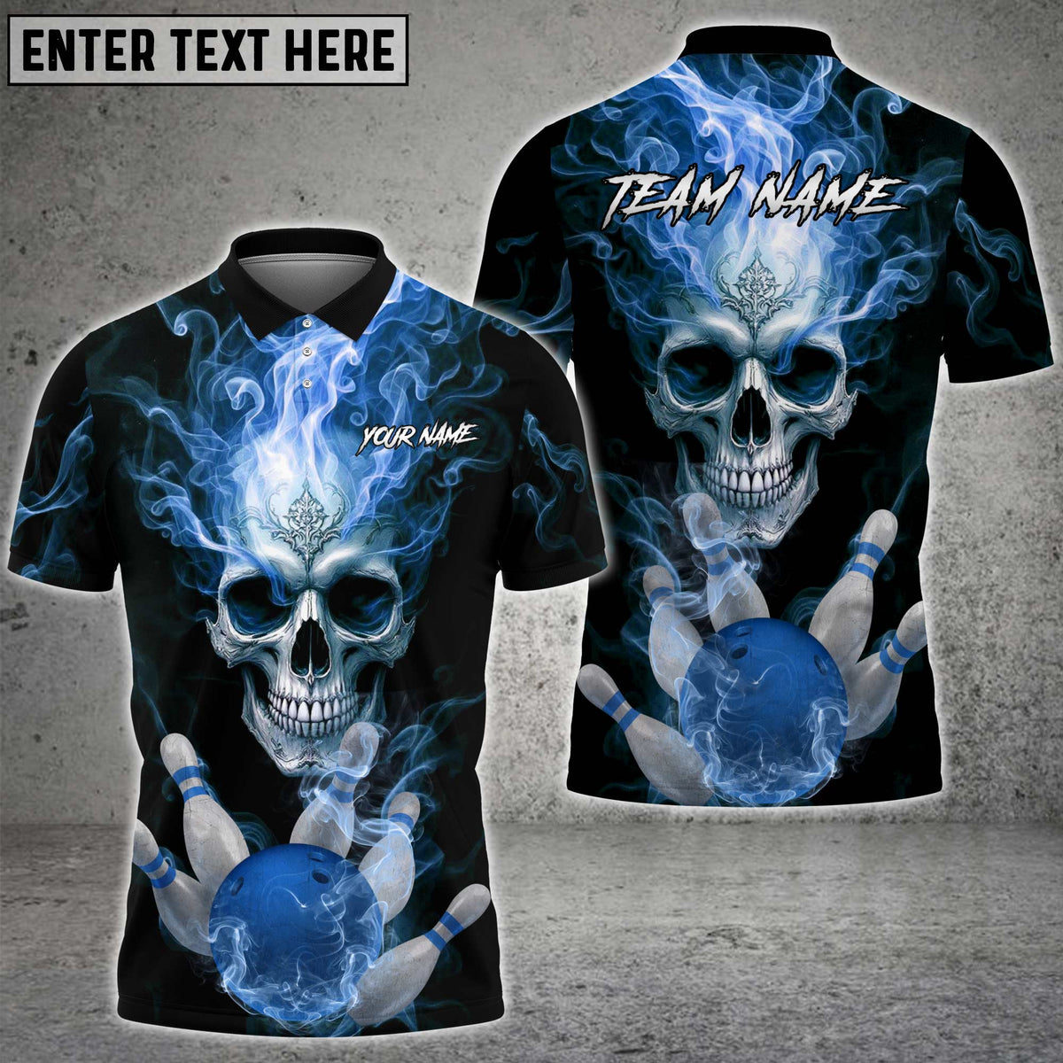 Blisscorners Bowling Flaming Skull Multicolor Customized Name, Team Name 3D Shirts