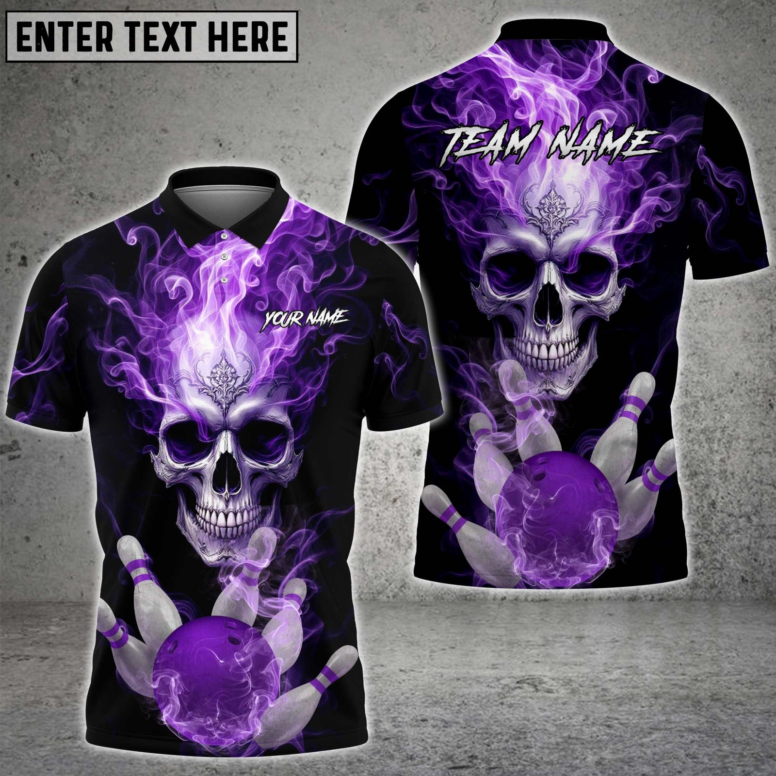Blisscorners Bowling Flaming Skull Multicolor Customized Name, Team Name 3D Shirts