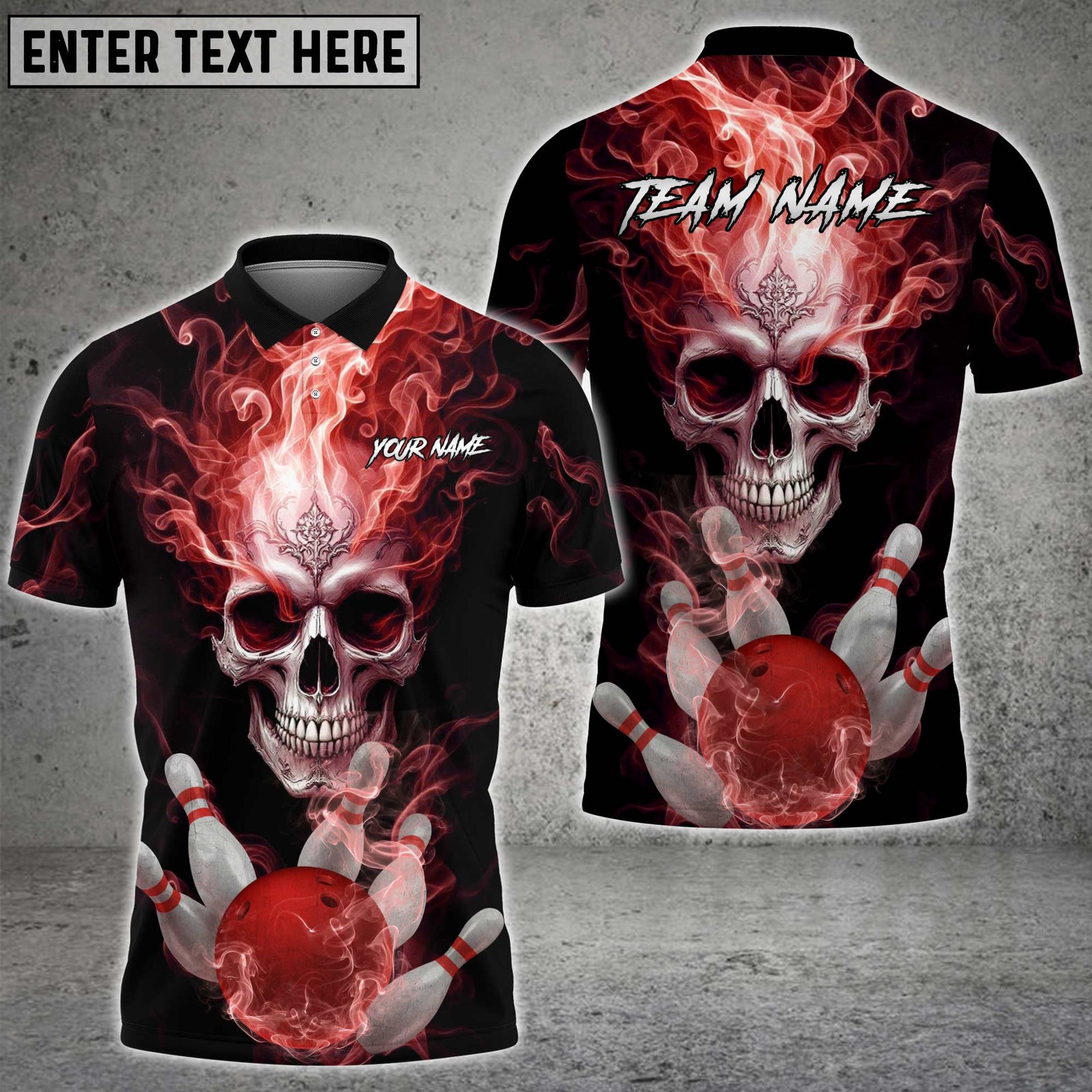 Blisscorners Bowling Flaming Skull Multicolor Customized Name, Team Name 3D Shirts