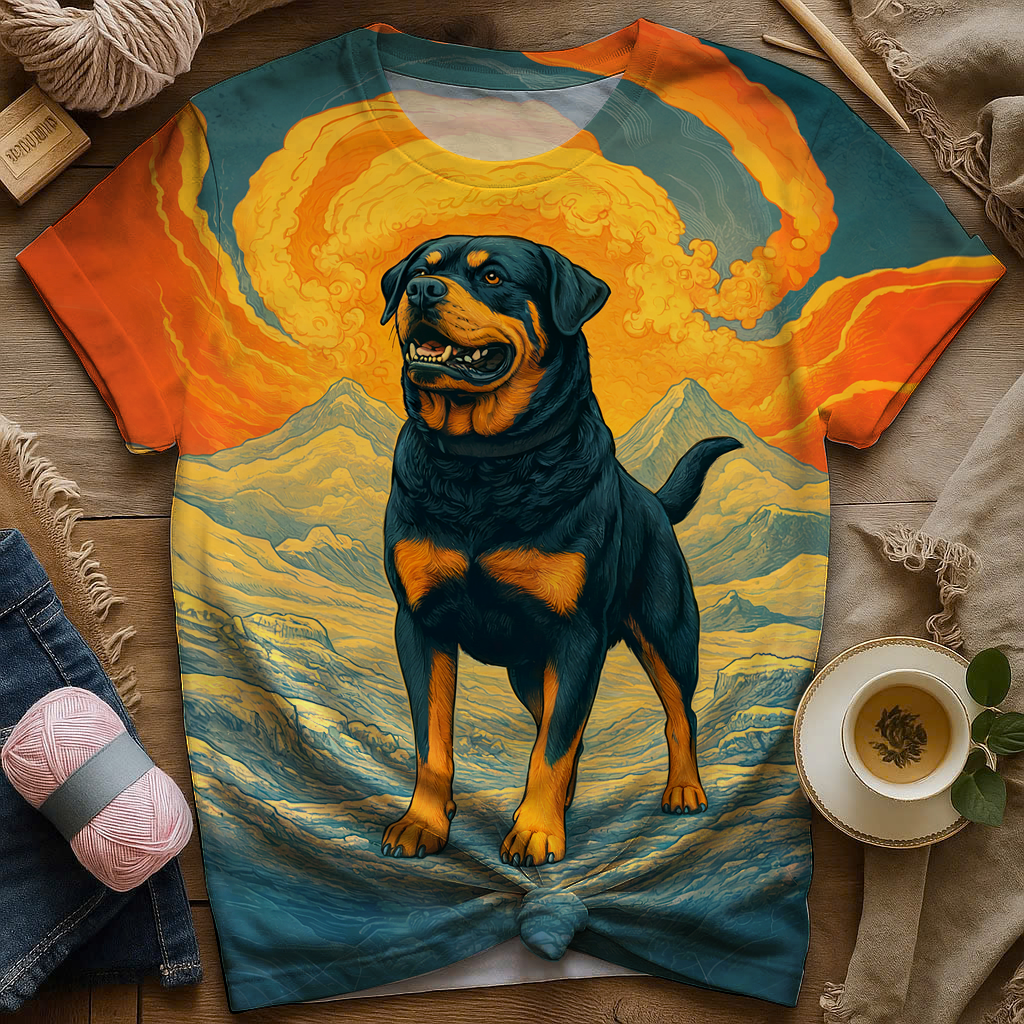 Blisscorners Rottweiler in Fiery Mountain Sky