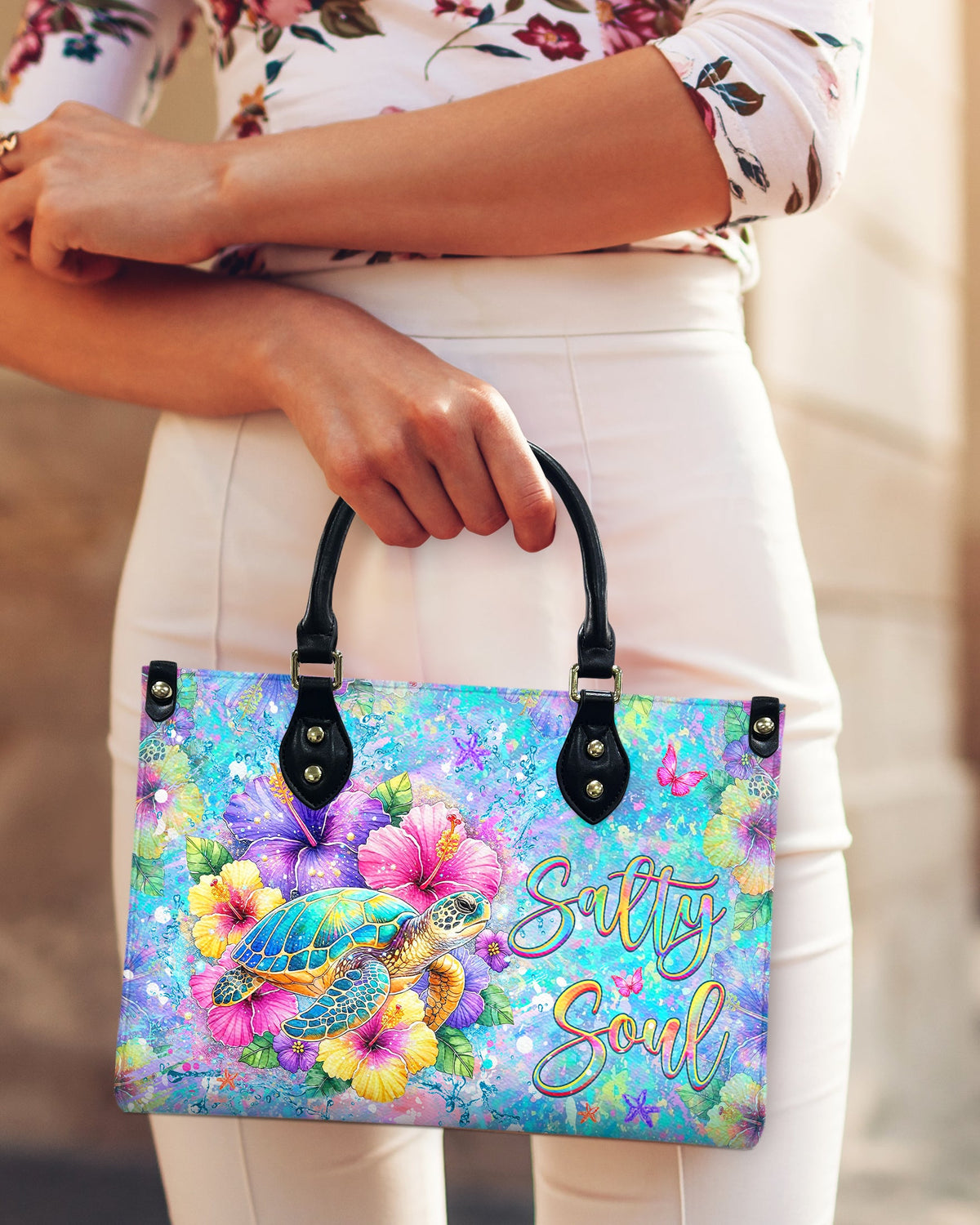BLISSCORNERS SALTY SOUL TURTLE LEATHER HANDBAG