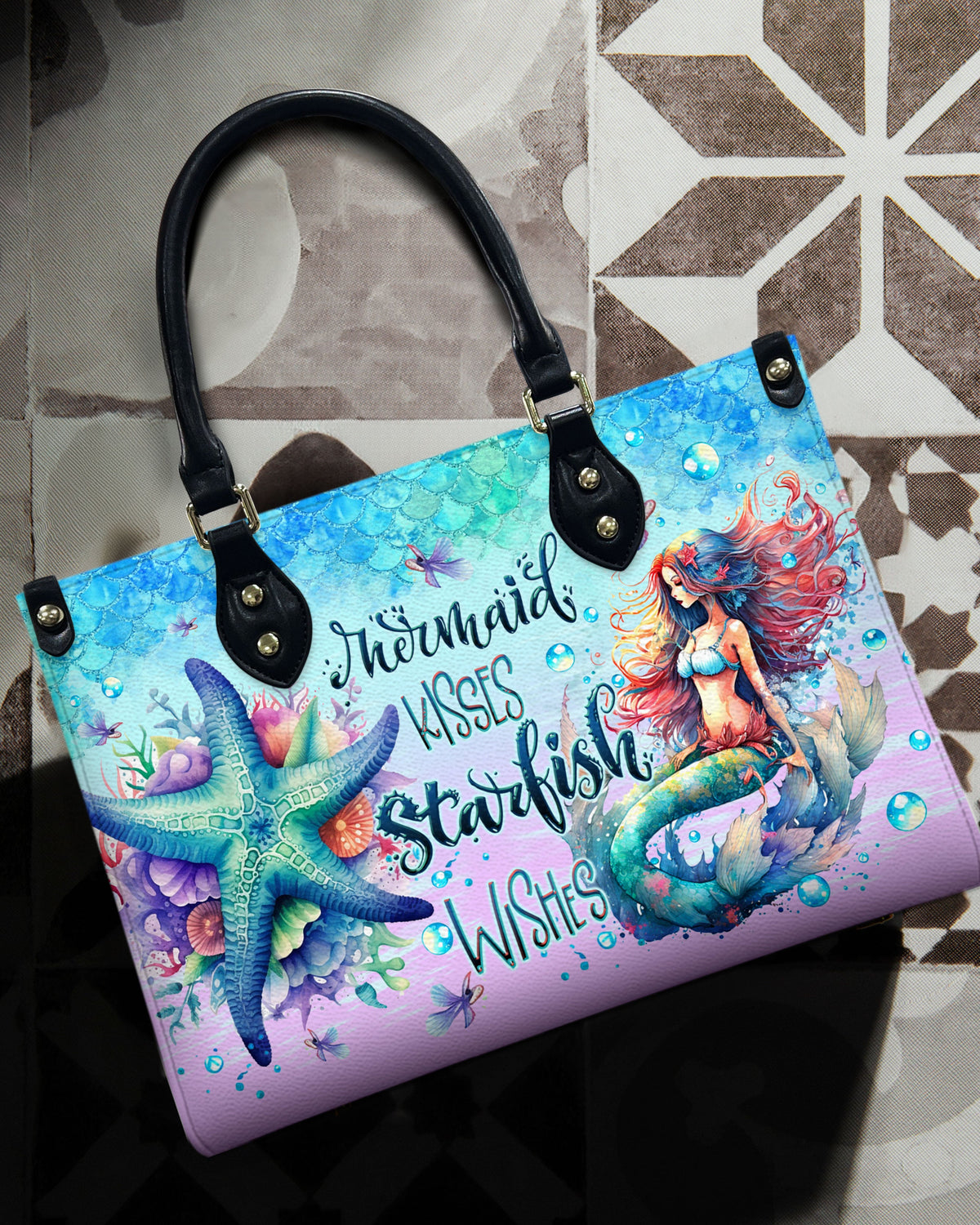 BLISSCORNERS MERMAID KISSES STARFISH WISHES LEATHER HANDBAG