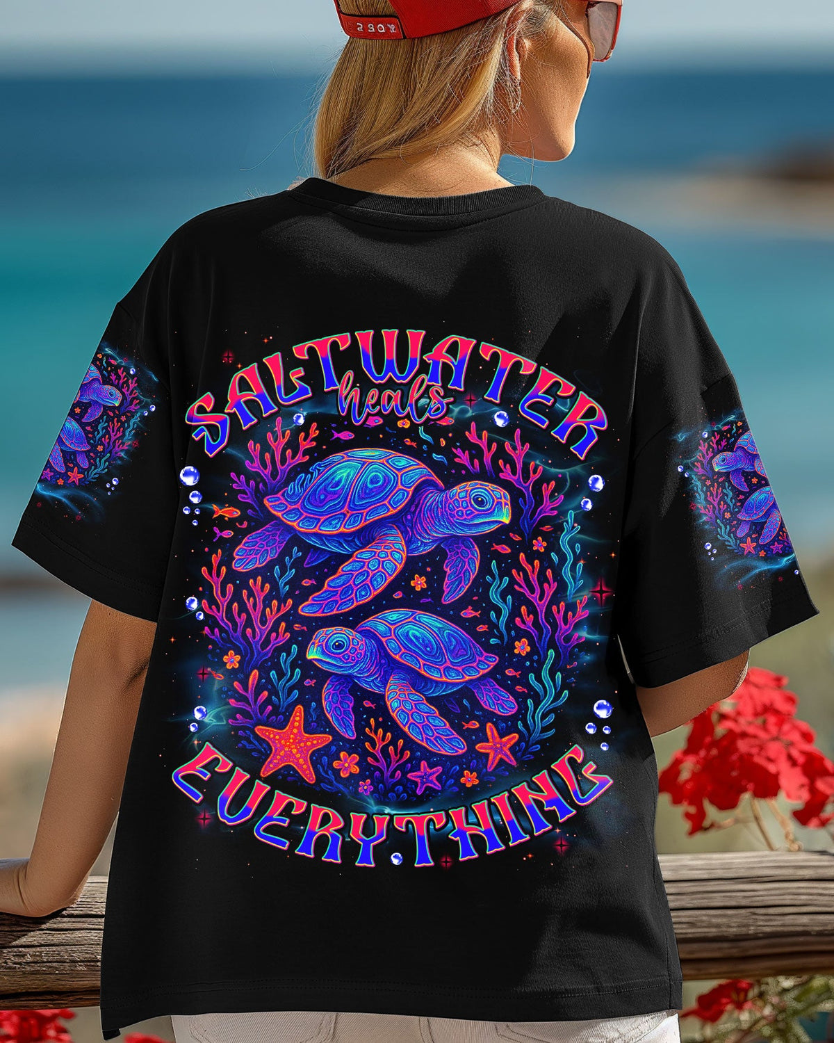 BLISSCORNERS SALTWATER HEALS EVERYTHING TURTLE ALL OVER PRINT