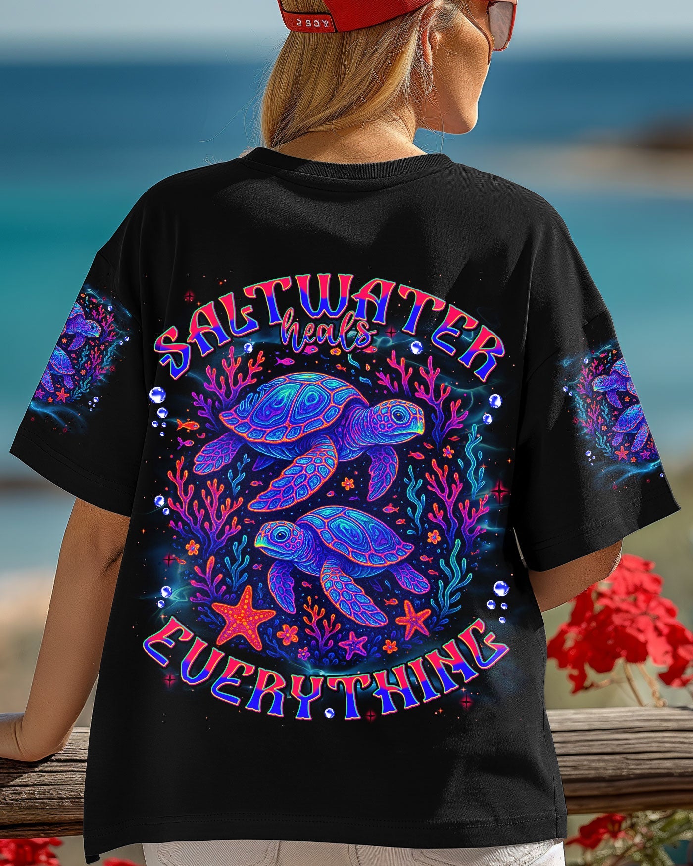 BLISSCORNERS SALTWATER HEALS EVERYTHING TURTLE ALL OVER PRINT