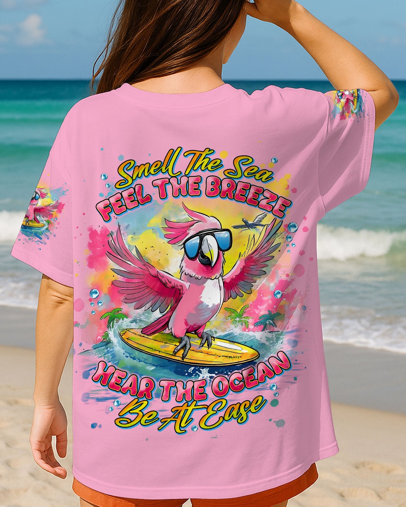 BLISSCORNERS SMELL THE SEA FEEL THE BREEZE PARROT ALL OVER PRINT