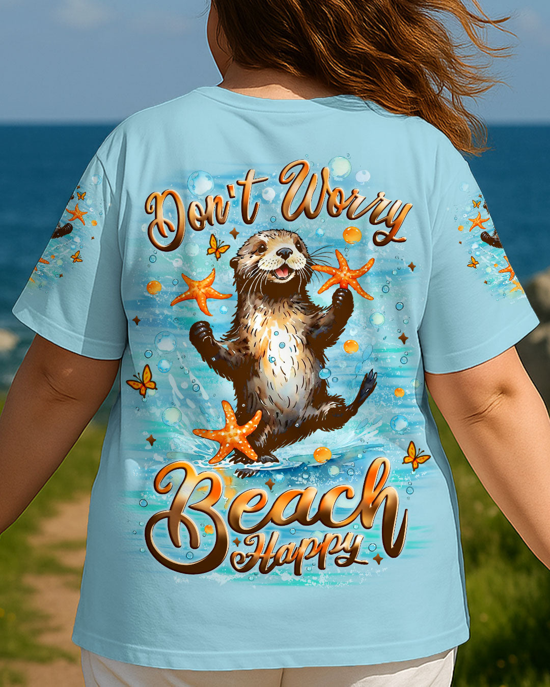 BLISSCORNERS DON'T WORRY BEACH HAPPY SEA OTTER ALL OVER PRINT