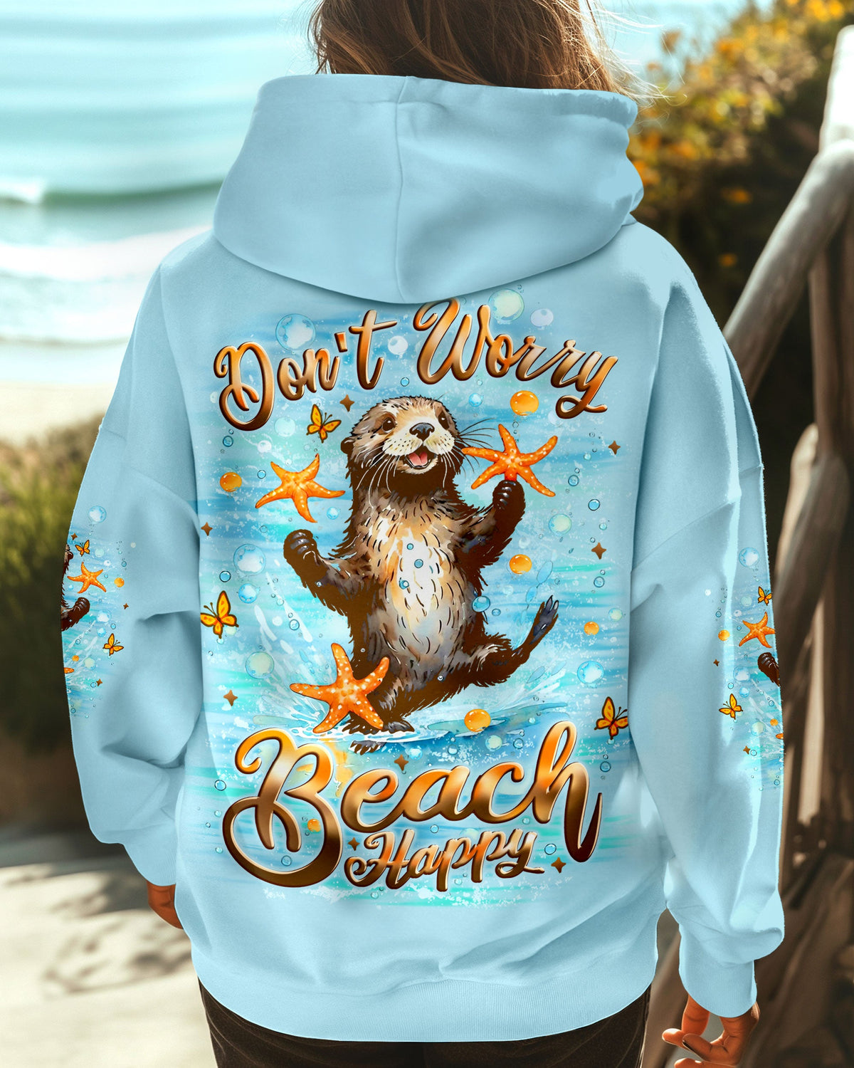 BLISSCORNERS DON'T WORRY BEACH HAPPY SEA OTTER ALL OVER PRINT