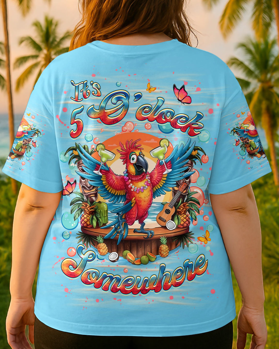 BLISSCORNERS IT'S 5 O'CLOCK SOMEWHERE PARROT ALL OVER PRINT