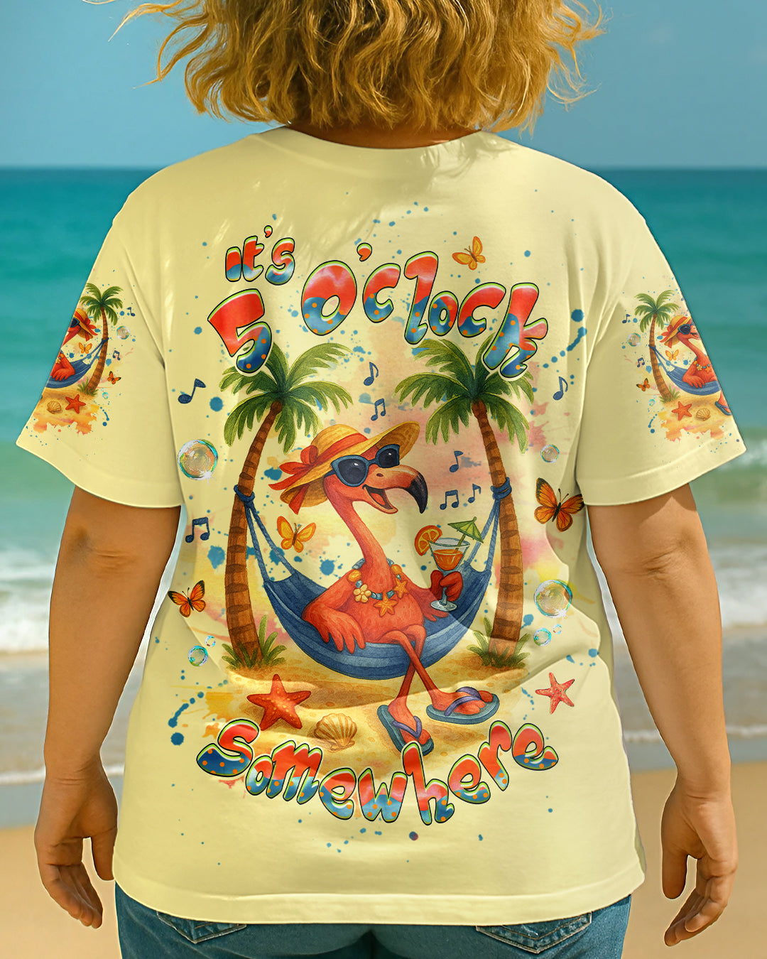 BLISSCORNERS IT'S 5 O'CLOCK SOMEWHERE FLAMINGO ALL OVER PRINT