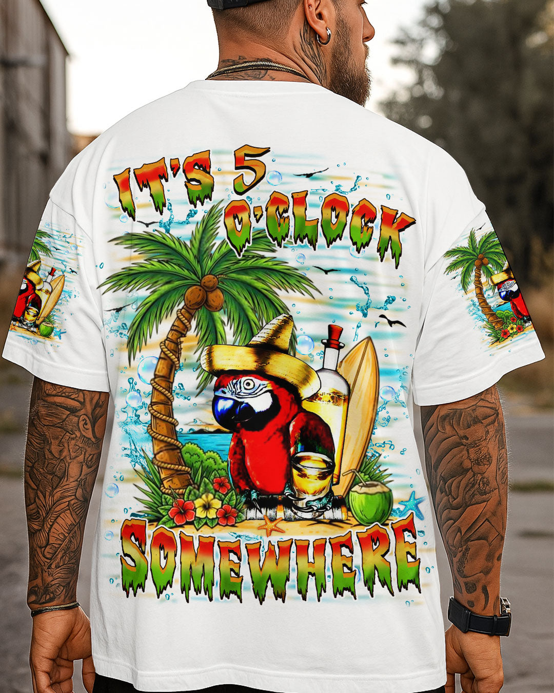 BLISSCORNERS IT'S 5 O'CLOCK SOMEWHERE PARROT ALL OVER PRINT