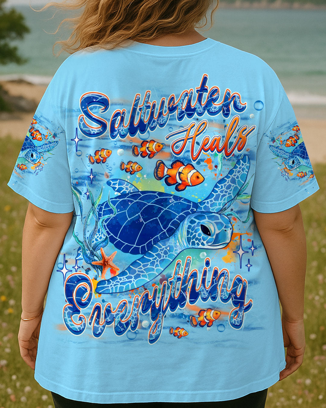 BLISSCORNERS SALTWATER HEALS EVERYTHING TURTLE ALL OVER PRINT