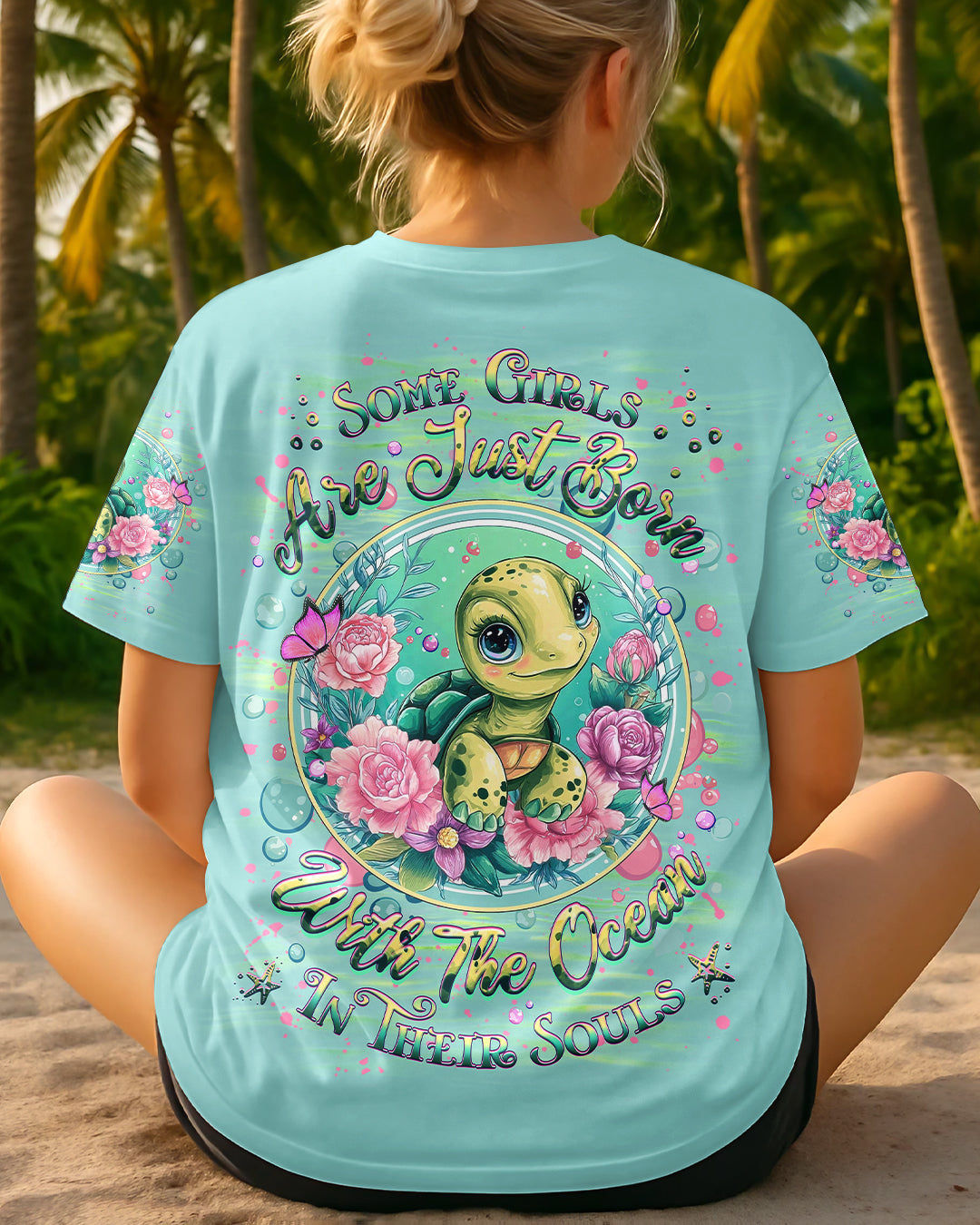 BLISSCORNERS SOME GIRLS ARE JUST BORN TURLTE ALL OVER PRINT