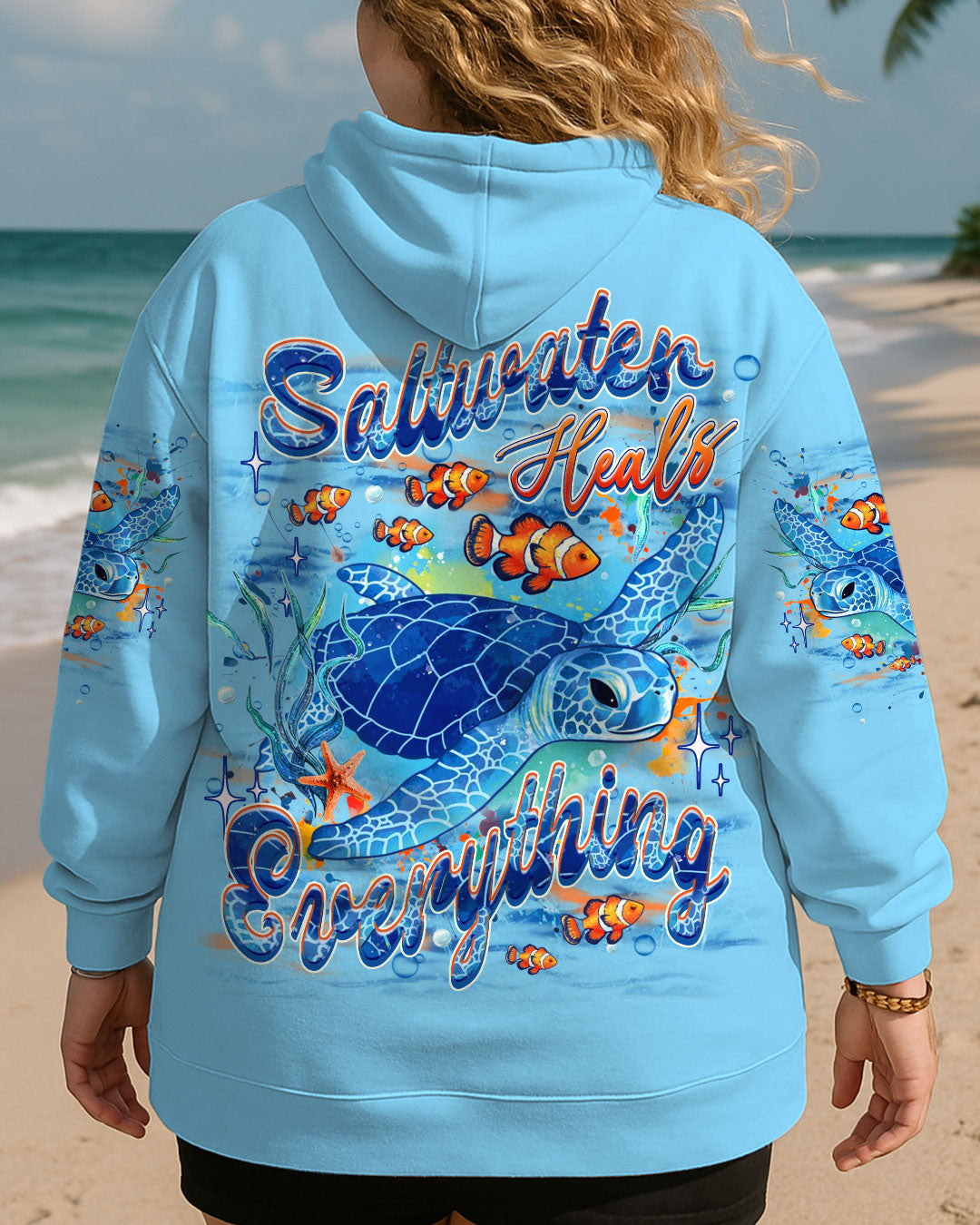 BLISSCORNERS SALTWATER HEALS EVERYTHING TURTLE ALL OVER PRINT