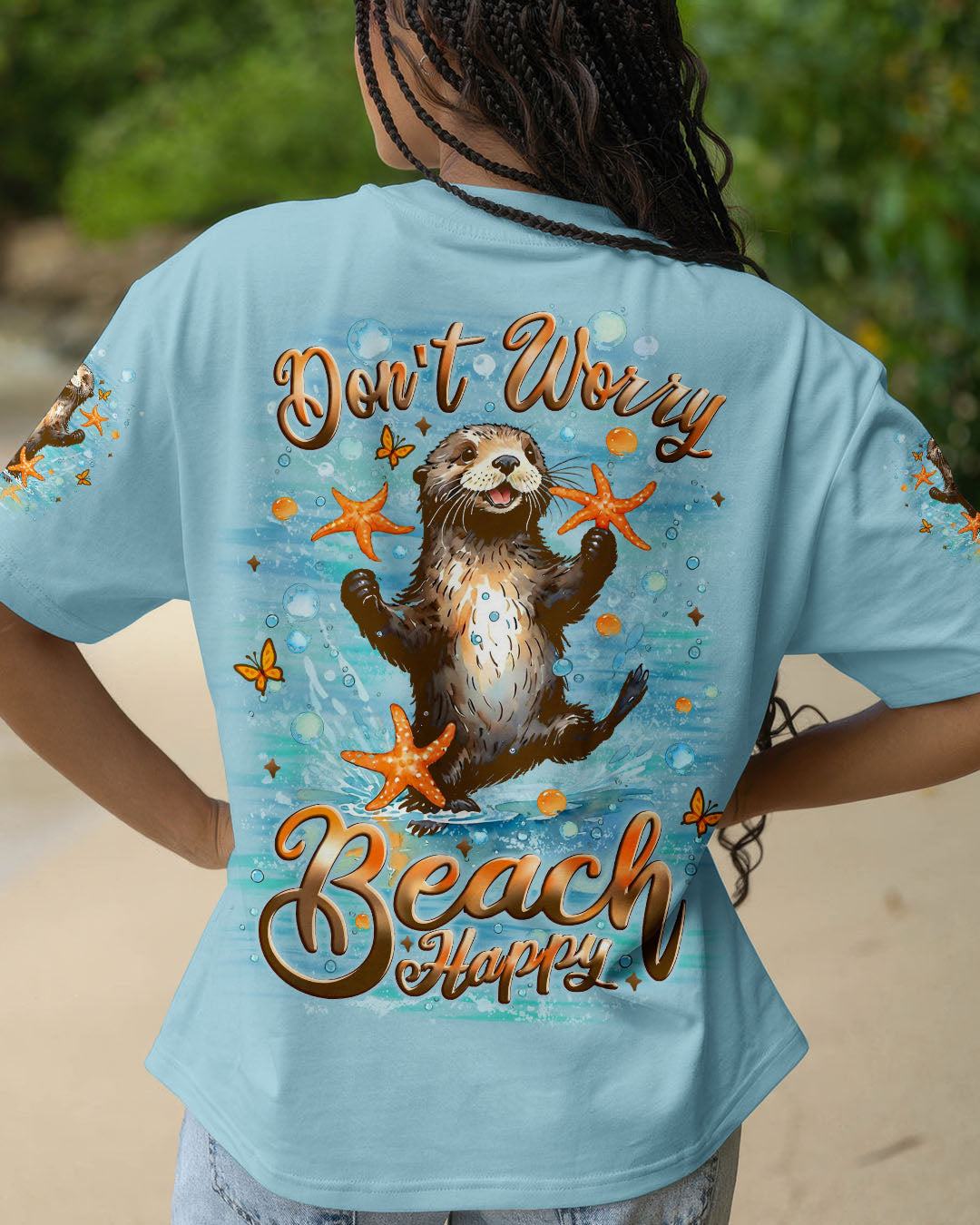 BLISSCORNERS DON'T WORRY BEACH HAPPY SEA OTTER ALL OVER PRINT