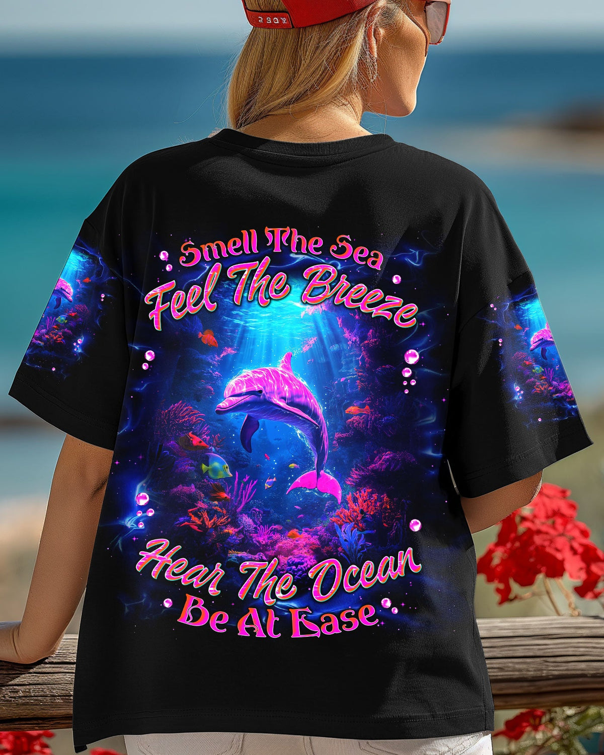 BLISSCORNERS SMELL THE SEA FEEL THE BREEZE DOLPHIN ALL OVER PRINT