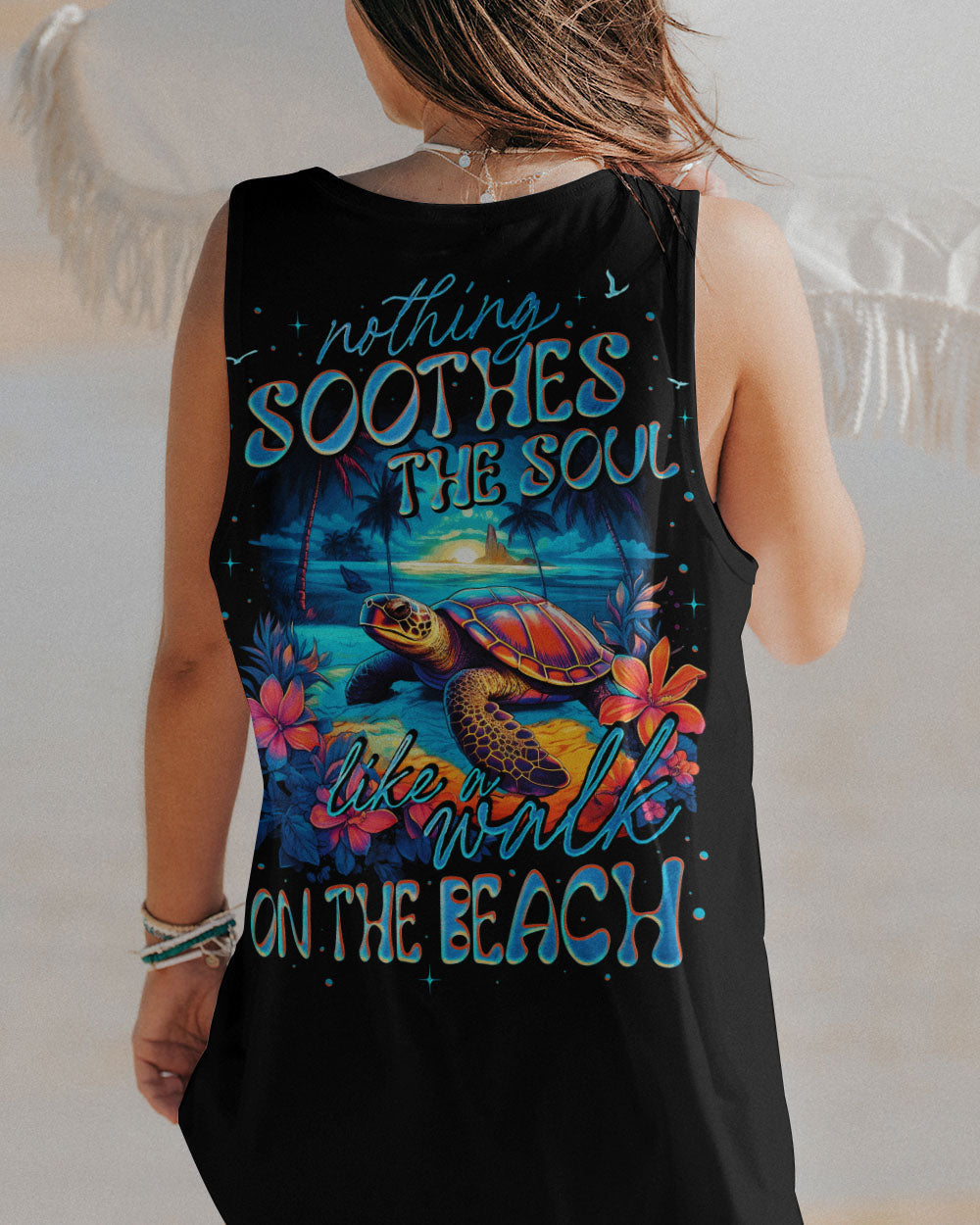 BLISSCORNERS WALK ON THE BEACH TURTLE ALL OVER PRINT