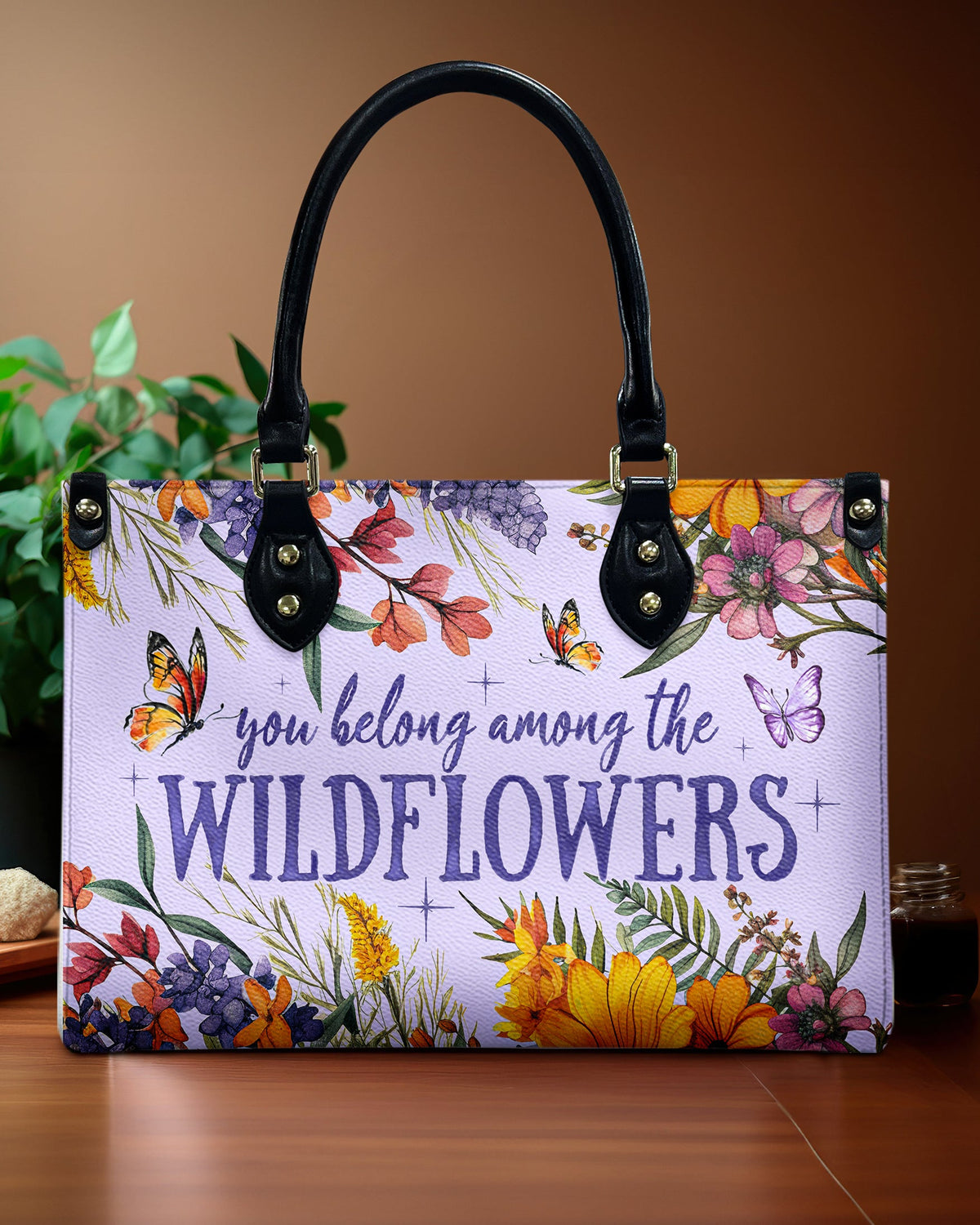 BLISSCORNERS YOU BELONG AMONG THE WILDFLOWERS LEATHER HANDBAG