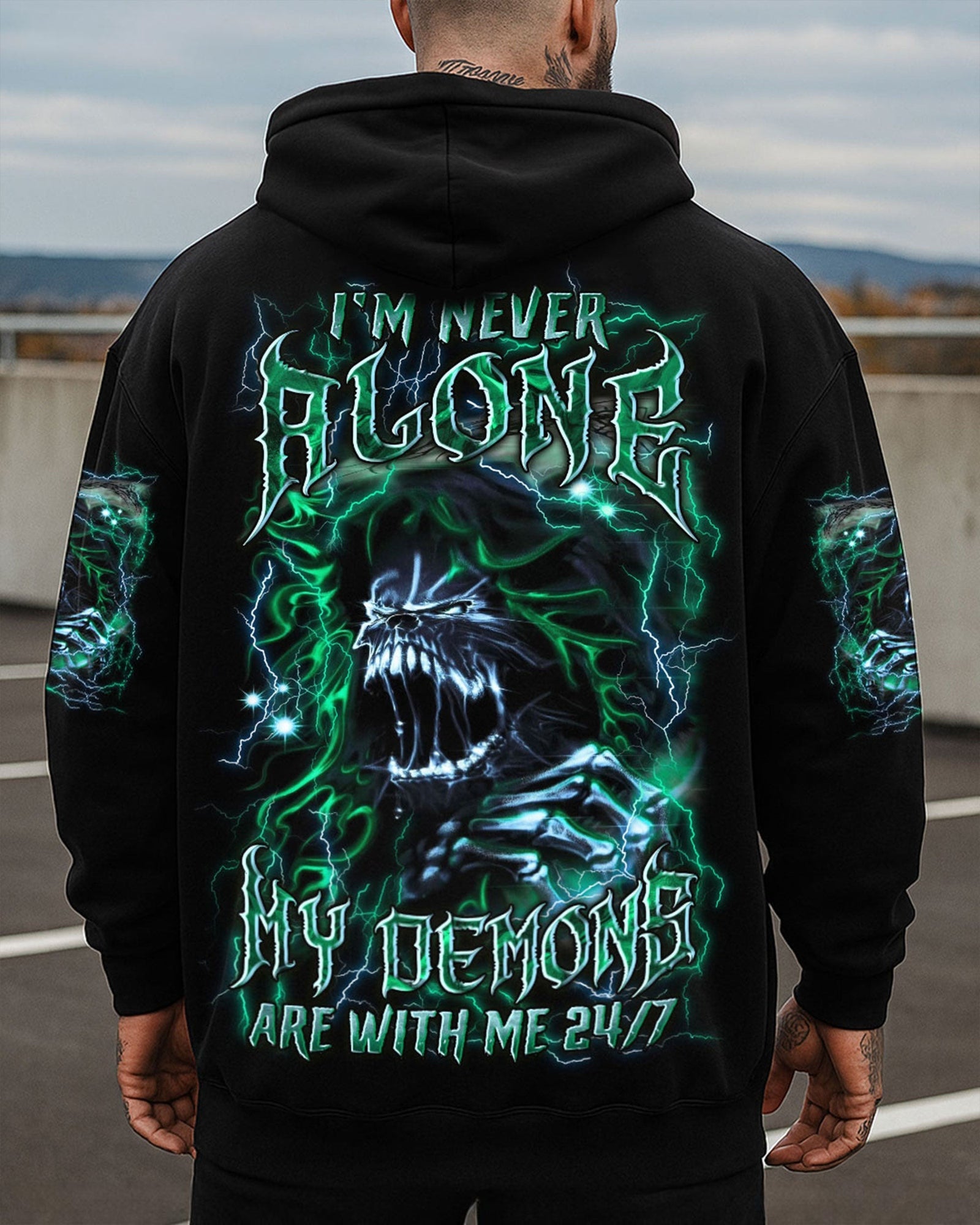 BLISSCORNERS I'M NEVER ALONE SKULL DEMON ALL OVER PRINT