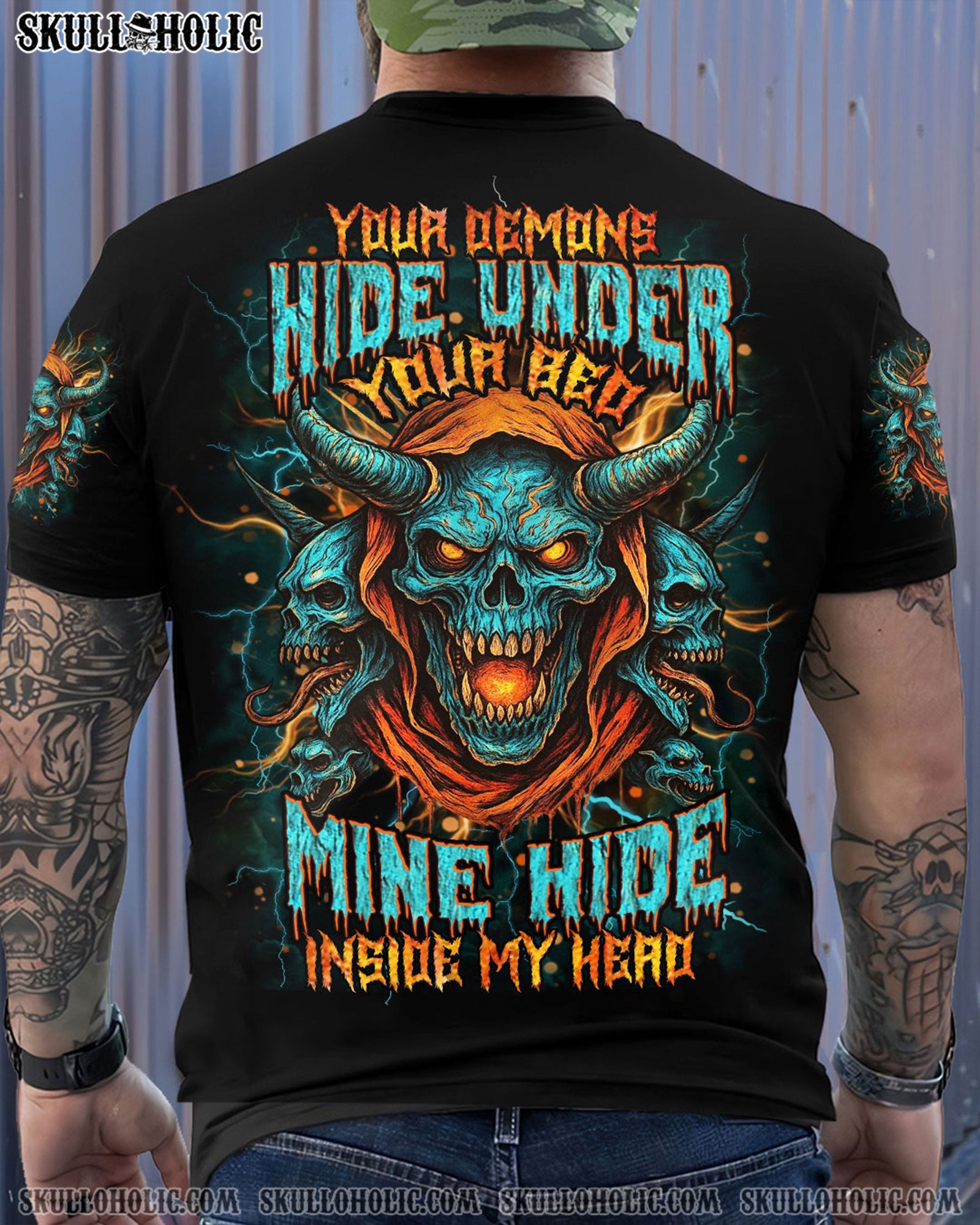 BLISSCORNERS YOUR DEMONS HIDE UNDER YOUR BED SKULL ALL OVER PRINT
