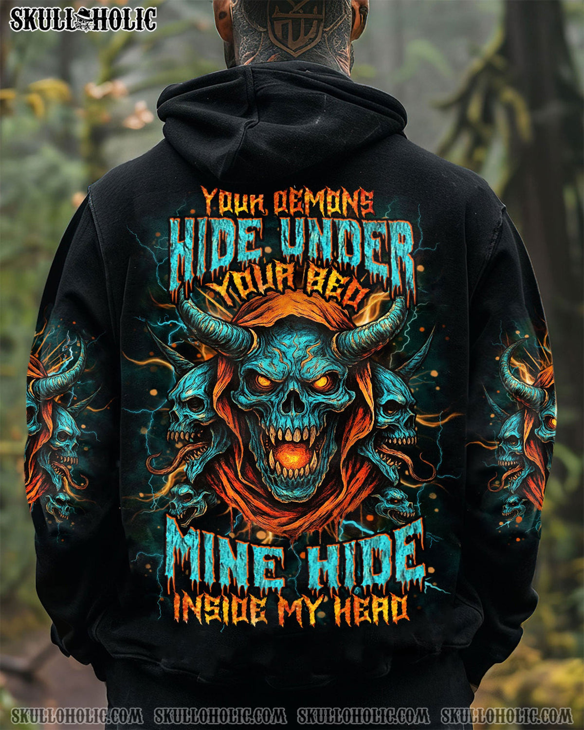 BLISSCORNERS YOUR DEMONS HIDE UNDER YOUR BED SKULL ALL OVER PRINT