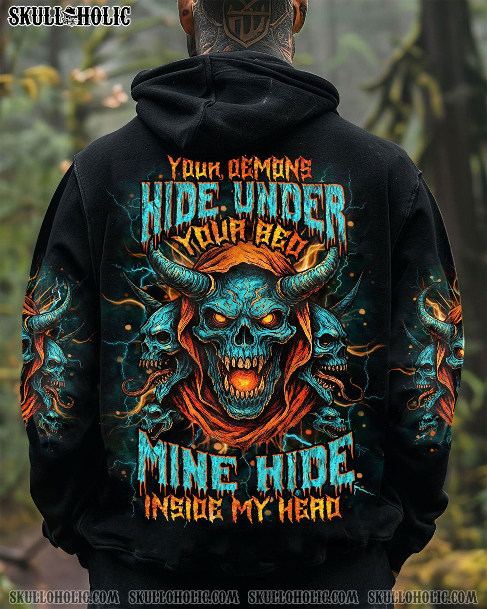 BLISSCORNERS YOUR DEMONS HIDE UNDER YOUR BED SKULL ALL OVER PRINT