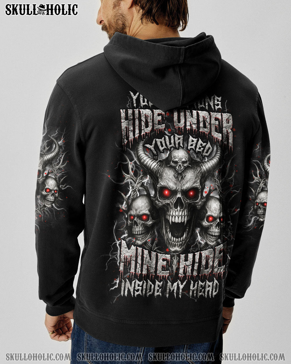 BLISSCORNERS YOUR DEMONS HIDE UNDER YOUR BED SKULL ALL OVER PRINT